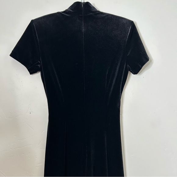 Vintage 80s/90's Victoria Stephens Black Velour Velvet Jumpsuit Silver Belt SZ 6 - Picture 6 of 13